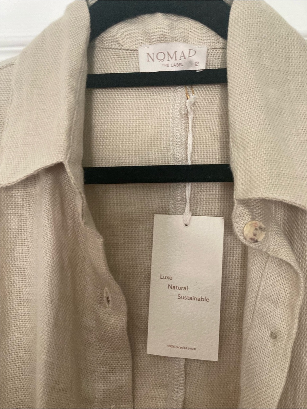 Nomad the Label Laguna French Linen Button-Up Shirt in Wheat, Size AU12/US8 - Picture 4 of 10